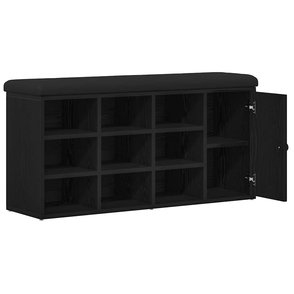 Sitzbank mit Stauraum Schwarz Eichen-Optik 102 x 32 x 50 cm