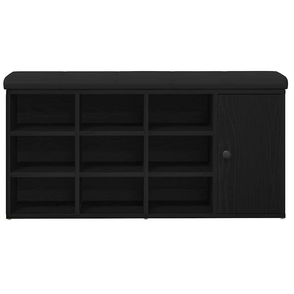 Sitzbank mit Stauraum Schwarz Eichen-Optik 102 x 32 x 50 cm