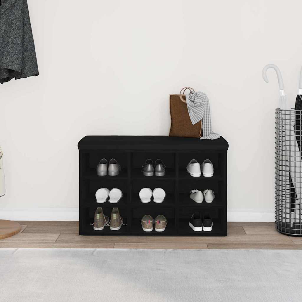 Schuhbank mit Regal Schwarz 82 x 32 x 50 cm Holzwerkstoff