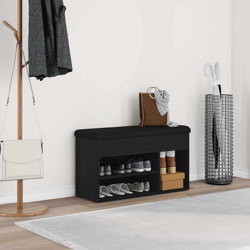 Schuhbank mit Regal Schwarz 80 x 30 x 45 cm Holzwerkstoff
