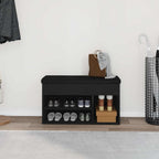 Schuhbank mit Regal Schwarz 80 x 30 x 45 cm Holzwerkstoff