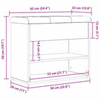 Sitzbank mit Stauraum Schwarz Eichen-Optik 62 x 32 x 50 cm