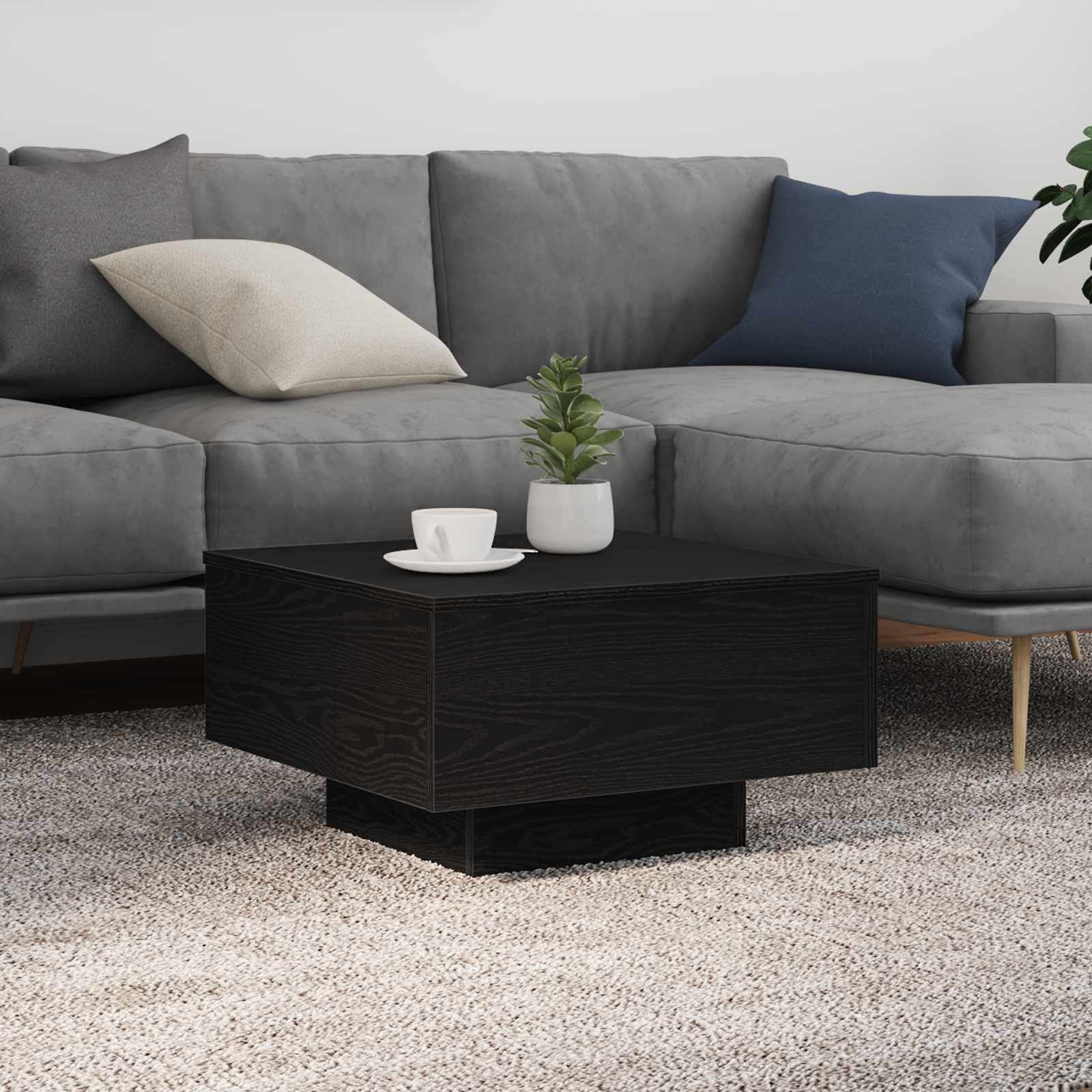 Couchtisch Schwarz Eichen-Optik 55 x 55 x 31 cm Holzwerkstoff