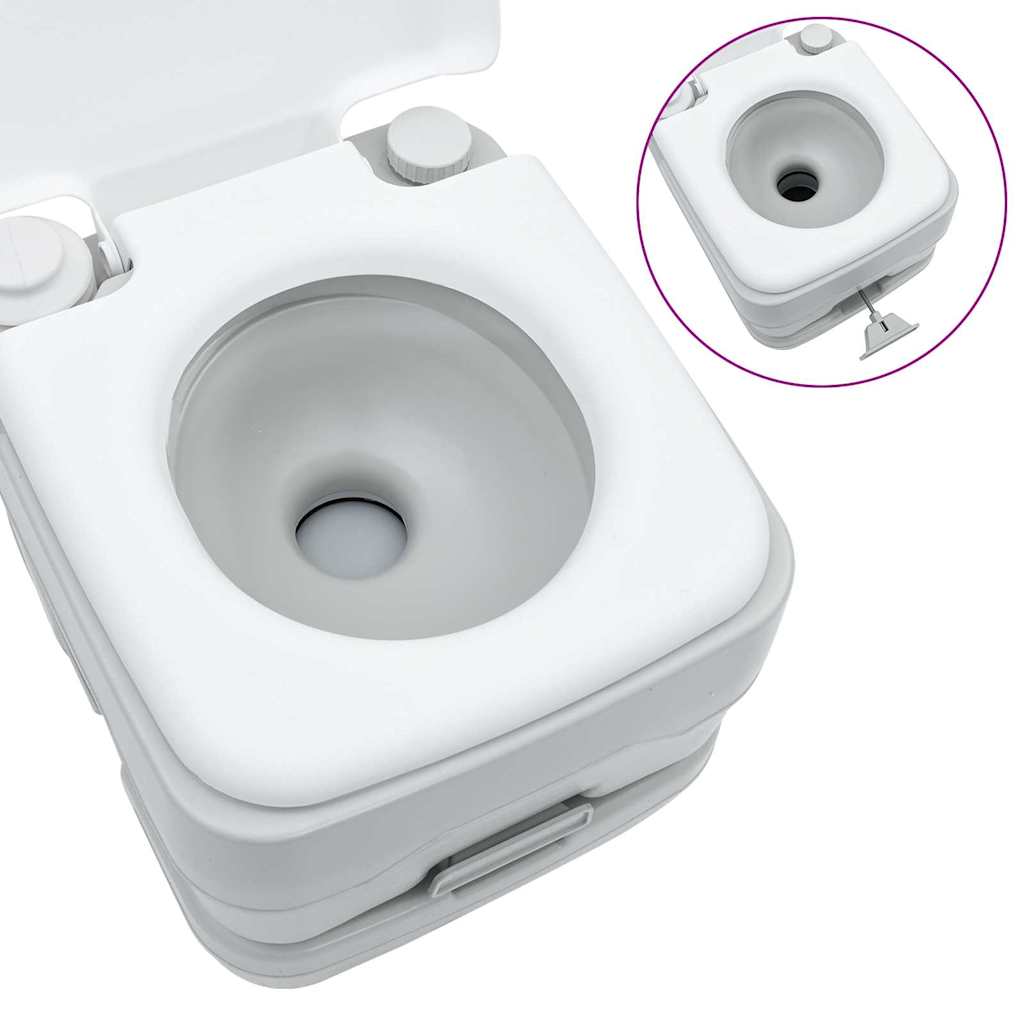 Camping Toiletten-Set 2 pcs Grau und Weiß