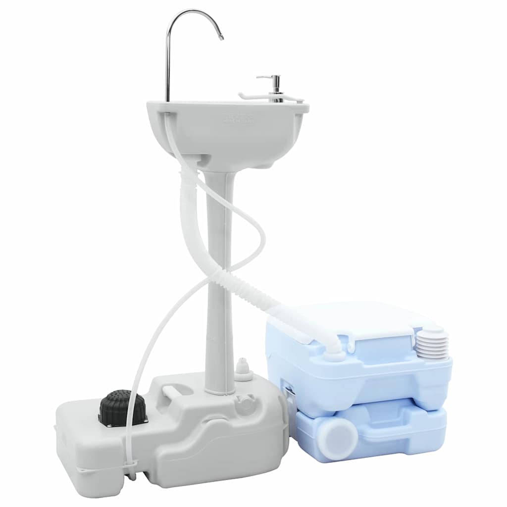 Camping Toiletten-Set 2 pcs Blau und Weiß