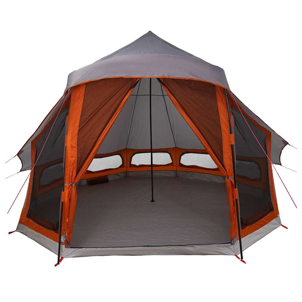 Tipi Zelt mit Dach Grau und Orange 404 x 370 x 270 cm Taft