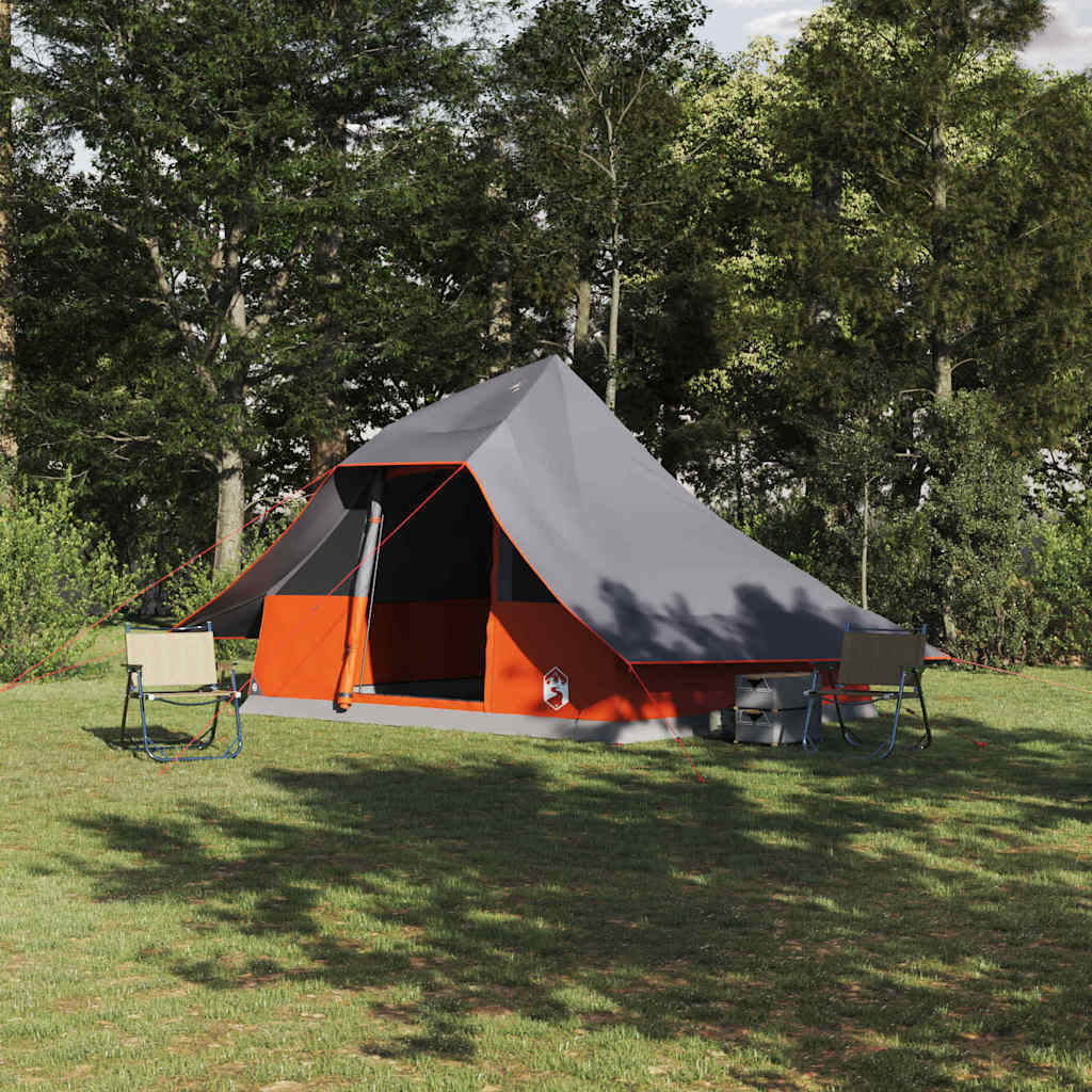 Tipi Zelt mit Dach Grau und Orange 364 x 281 x 257 cm Taft