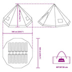 Tipi Zelt mit Dach mit Speicher Grün 560 x 560 x 300 cm Taft