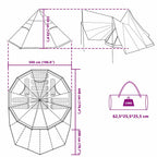 Tipi Zelt mit Dach Grau und Orange 510 x 690 x 330 cm Taft