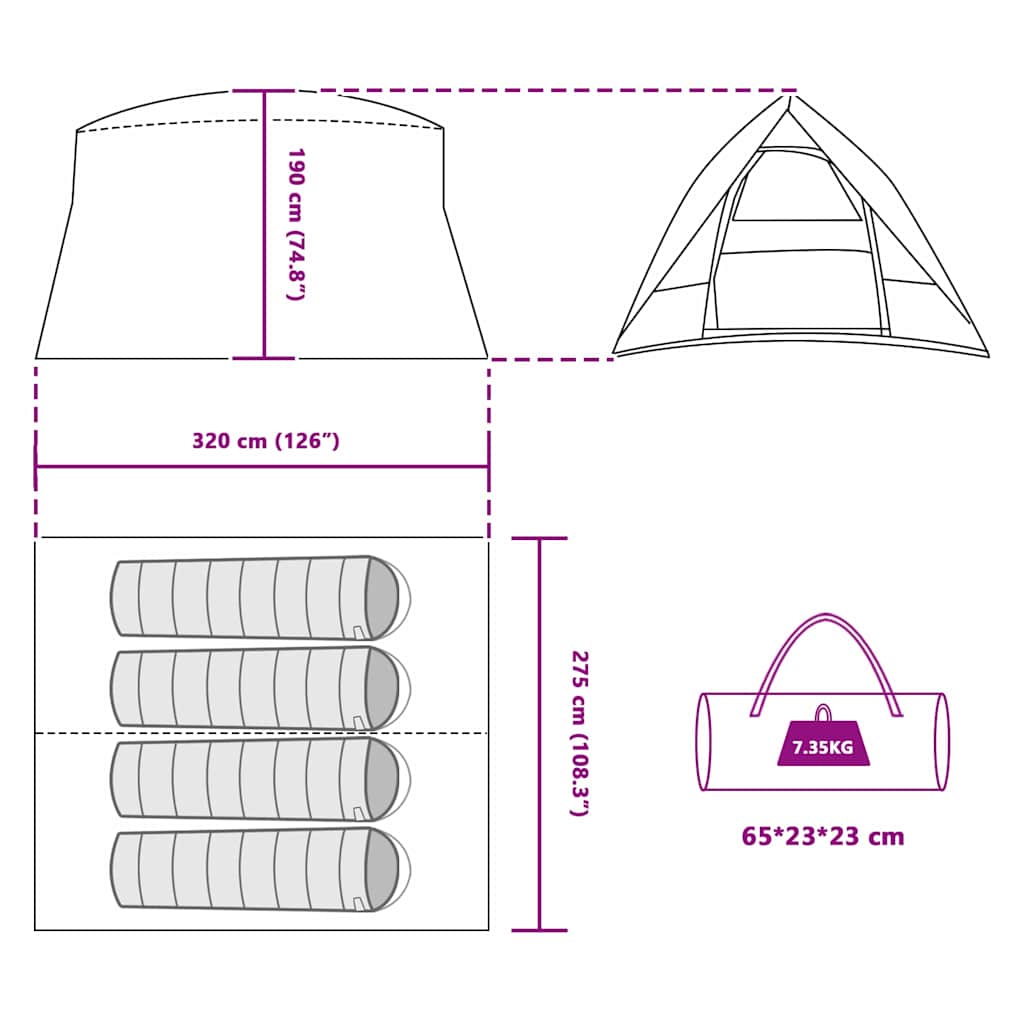 Campingzelt mit Dach mit Speicher Blau 320 x 275 x 190 cm Taft