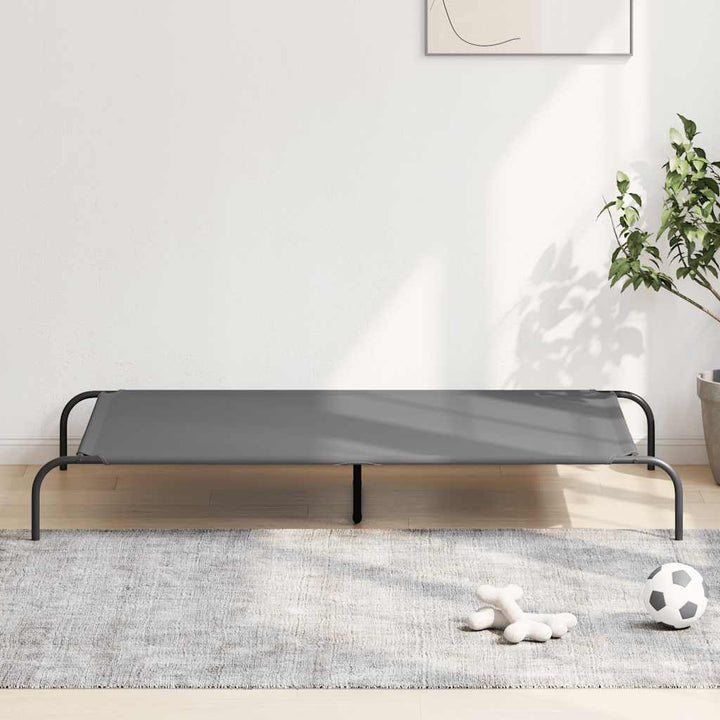 Hundebett Erhöht Grau 150x90x20 cm Oxford-Gewebe und Stahl