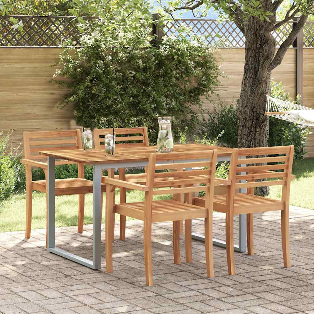 Gartentisch Grau 140 x 80 x 75 cm Massivholz Akazie