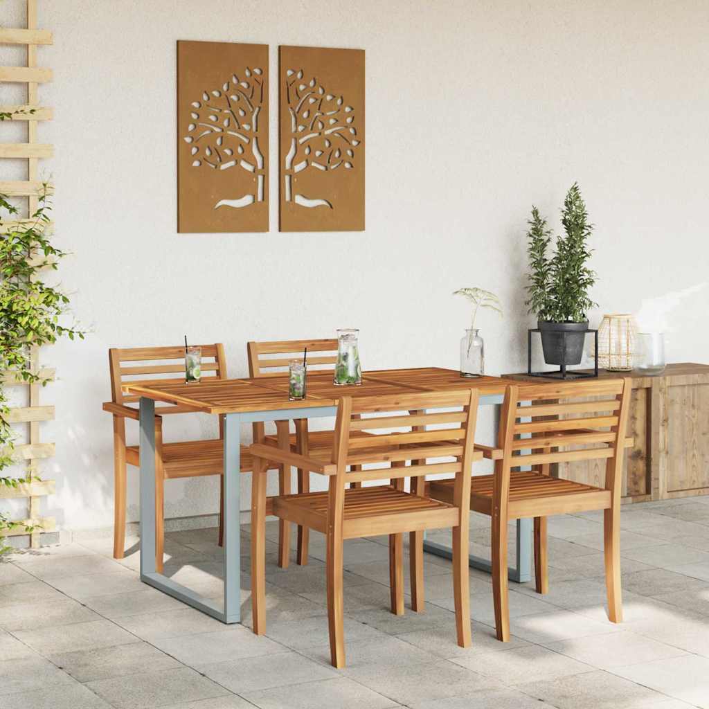 Gartentisch Grau 140 x 80 x 75 cm Massivholz Akazie