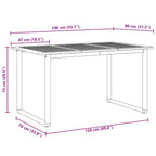 Gartentisch Grau 140 x 80 x 75 cm Massivholz Akazie