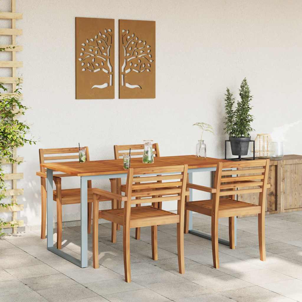 Gartentisch Grau 160 x 80 x 75 cm Massivholz Akazie