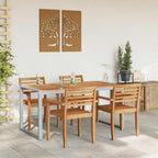 Gartentisch Grau 160 x 80 x 75 cm Massivholz Akazie