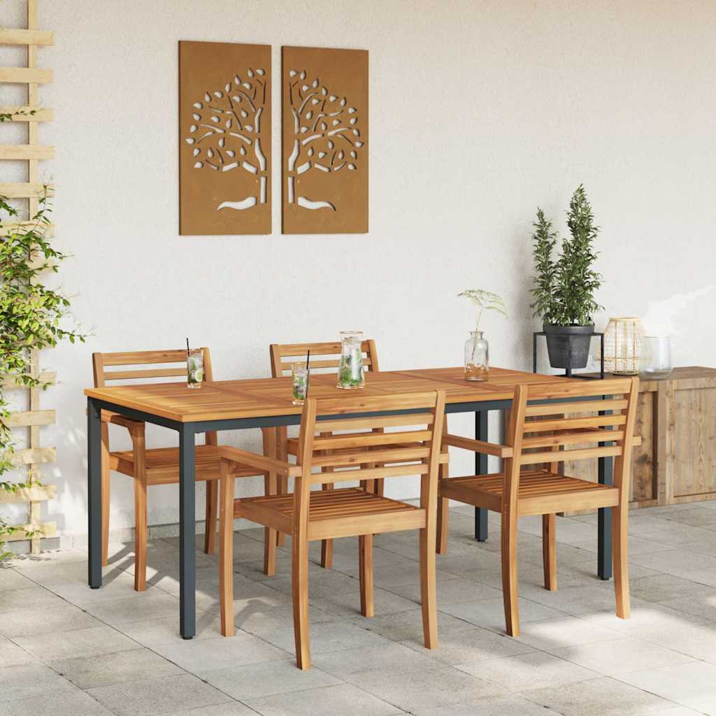 Tisch für Outdoor Natürlich und Schwarz 180 x 90 x 75 cm