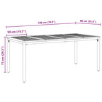 Tisch für Outdoor Natürlich und Schwarz 180 x 90 x 75 cm