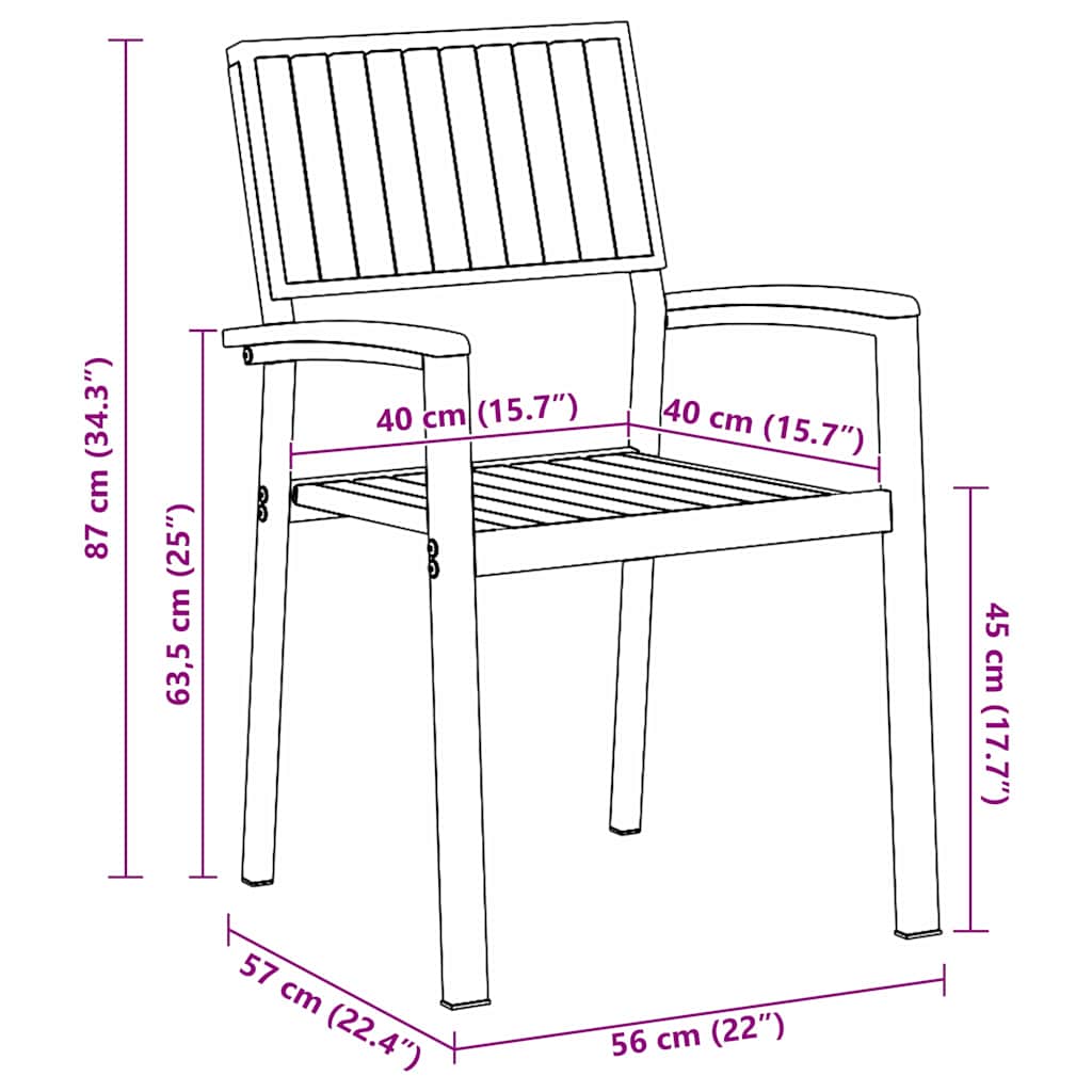 Stapelstuhl 4 pcs Braun 56 x 57 x 87 cm Massivholz Akazie
