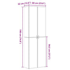 Büroschrank Schwarz Eichen-Optik 60 x 32 x 190 cm Holzwerkstoff