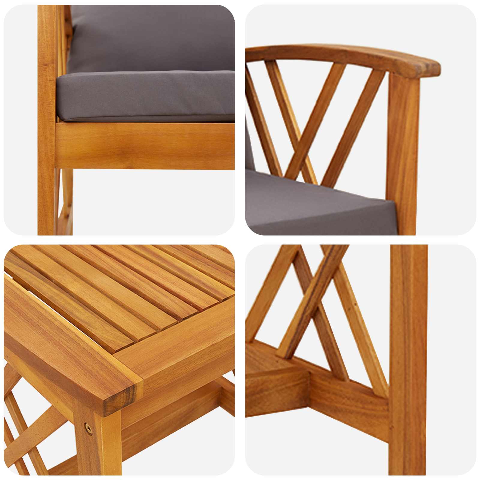 Gartensofa-set mit Kissen 3 pcs Öl-Natur Massivholz Akazie