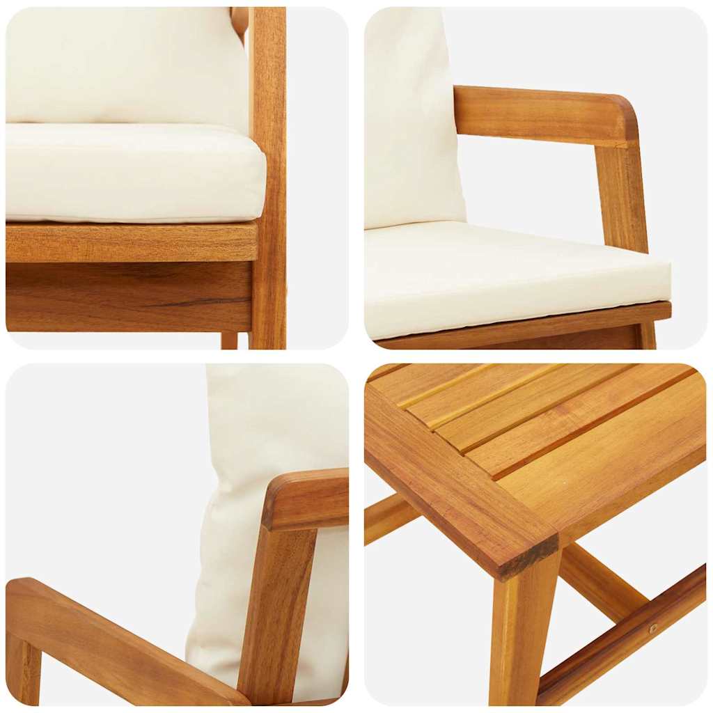 Bistrogarnitur mit Kissen 3 pcs Braun Massivholz Akazie