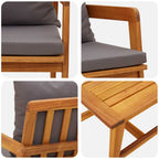 Bistrogarnitur mit Kissen 3 pcs Braun Massivholz Akazie