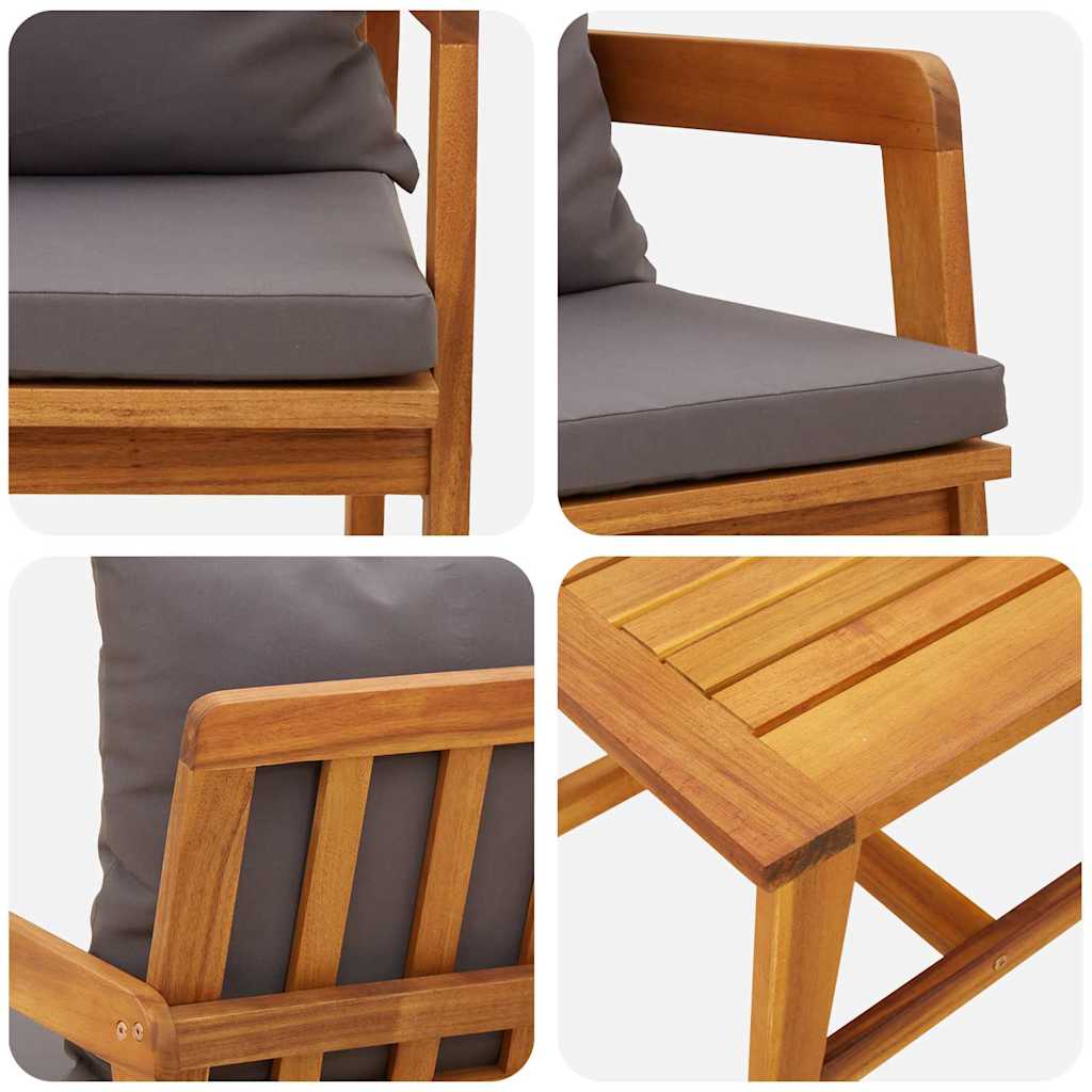 Bistrogarnitur mit Kissen 3 pcs Braun Massivholz Akazie