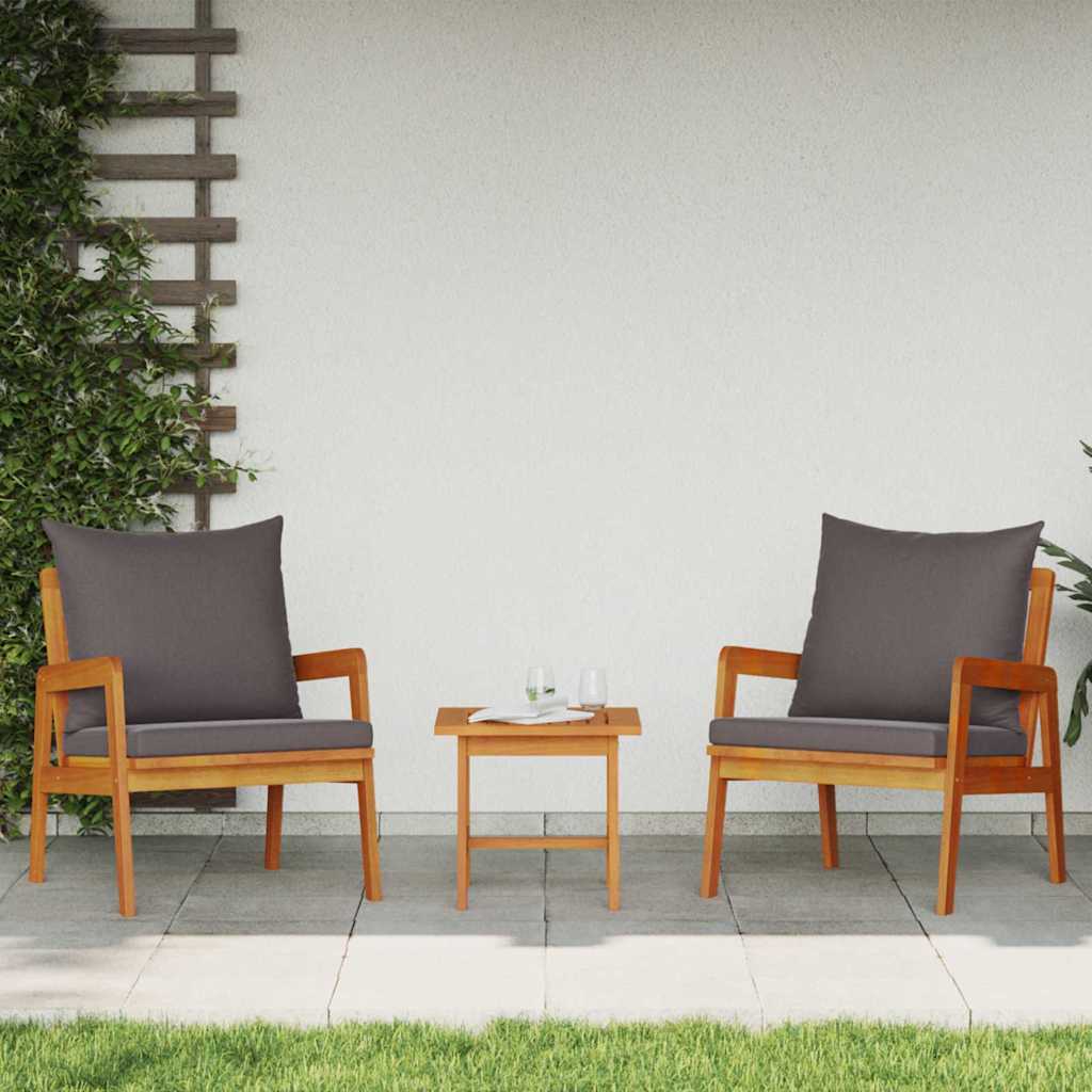 Bistrogarnitur mit Kissen 3 pcs Braun Massivholz Akazie