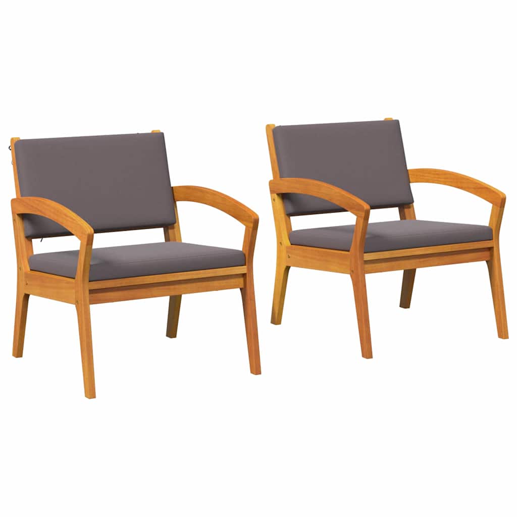 Gartenstuhl mit Kissen 2 pcs Öl-Natur Massivholz Akazie