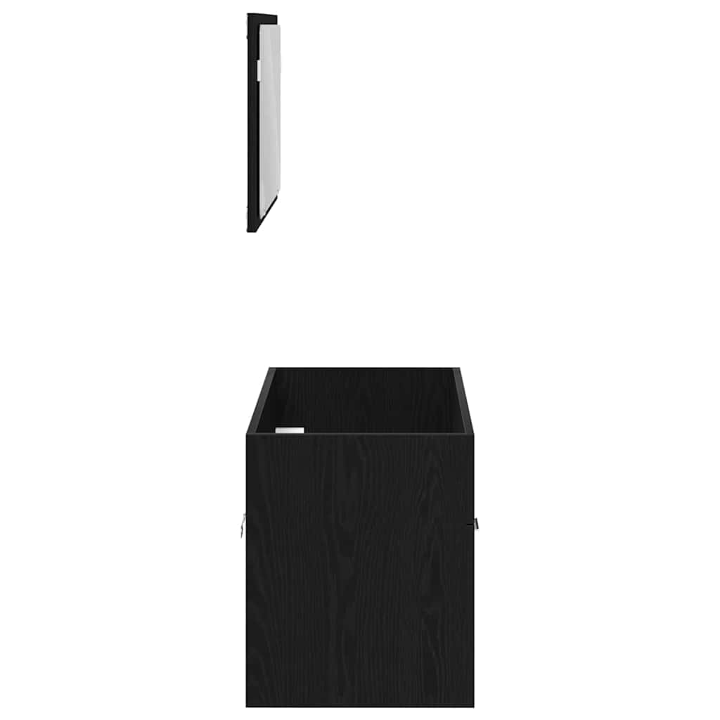 Badezimmermöbel-Set 2 pcs Schwarz Eichen-Optik Holzwerkstoff