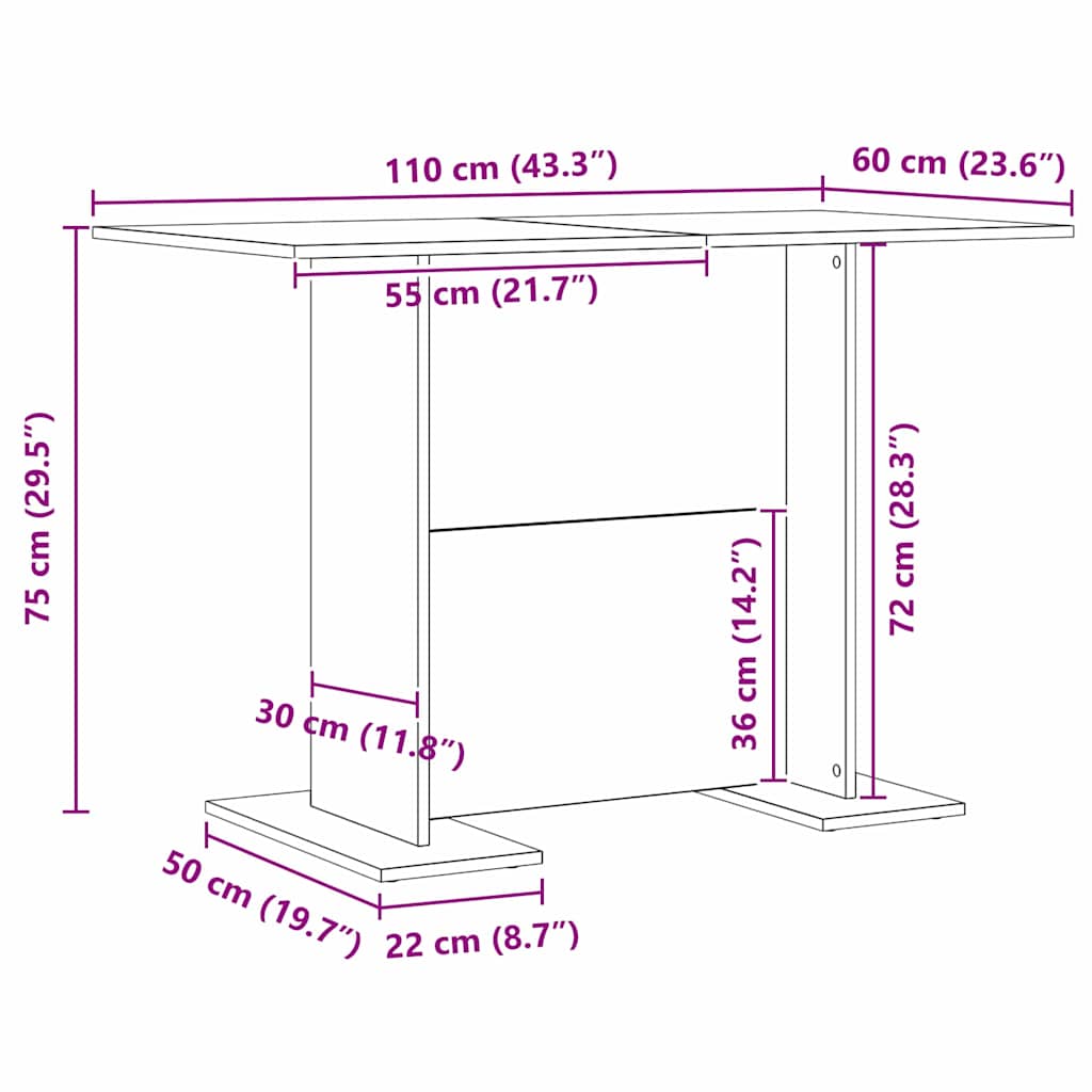 Esstisch Altholz 110 x 60 x 75 cm Holzwerkstoff