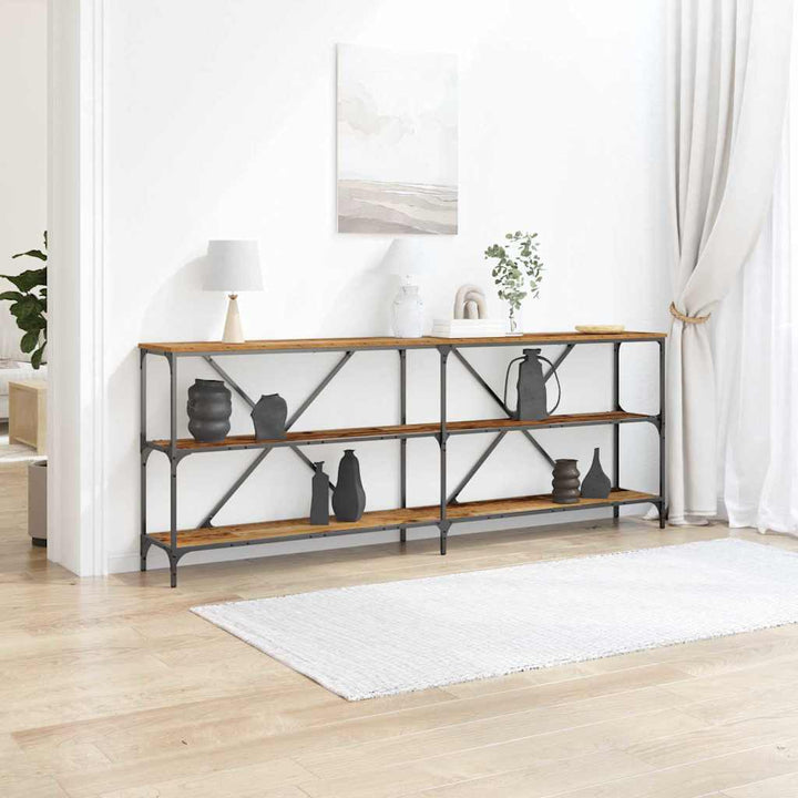Konsolentisch mit Regal Sonstiges Altholz 180 x 30 x 75 cm