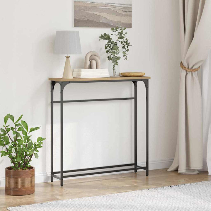 Konsolentisch mit Regal Eiche handwerklich 75 x 19,5 x 75 cm