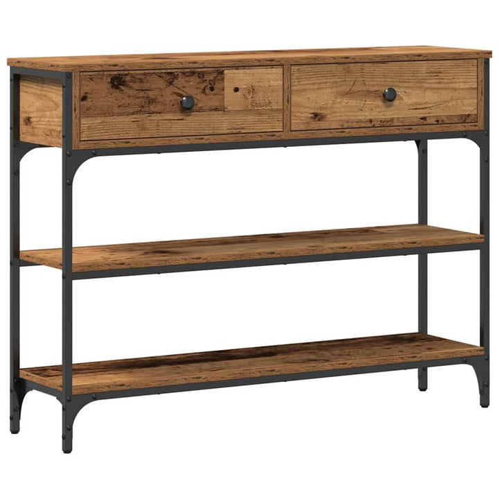 Konsolentisch Altholz 100 x 25 x 75 cm Schichtholz und Metall