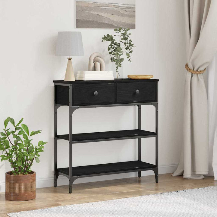 Konsolentisch mit Schubladen Schwarze Eiche 72,5 x 25 x 75 cm