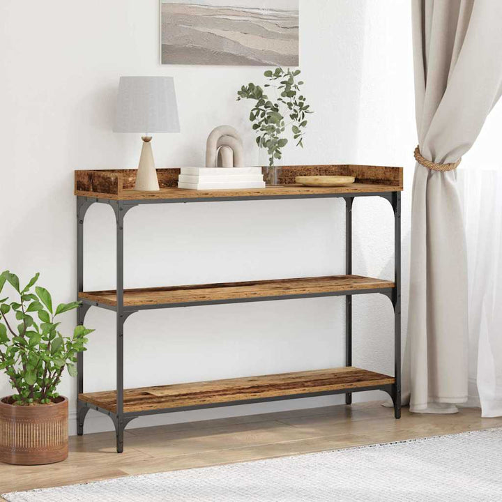 Konsolentisch Altholz 100 x 30 x 80 cm Schichtholz und Metall