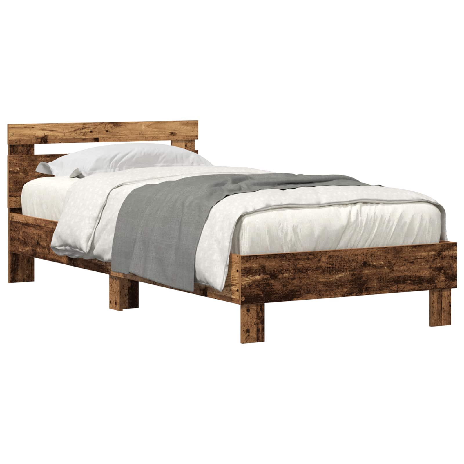 Bettrahmen mit LED Altholz 100 x 200 cm Holzwerkstoff