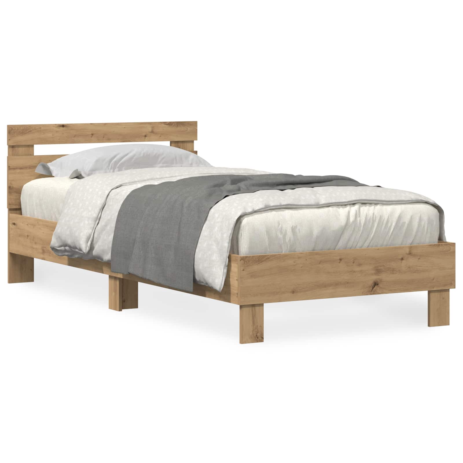 Bettrahmen mit LED Artisan-Eiche 90 x 190 cm Holzwerkstoff
