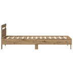 Bettrahmen mit LED Artisan-Eiche 90 x 190 cm Holzwerkstoff