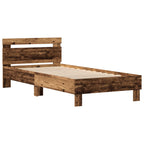 Bettrahmen mit LED Altholz 75 x 190 cm Holzwerkstoff