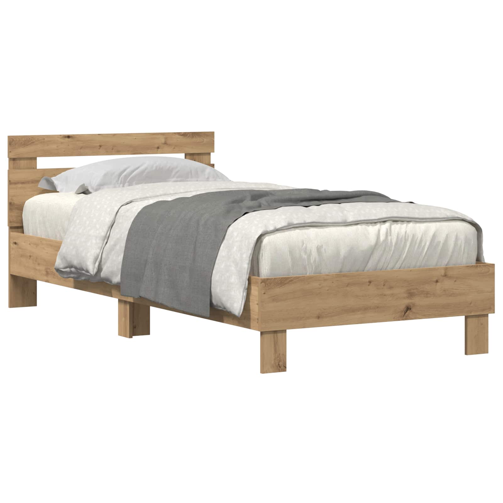 Bettrahmen mit LED Artisan-Eiche 75 x 190 cm Holzwerkstoff