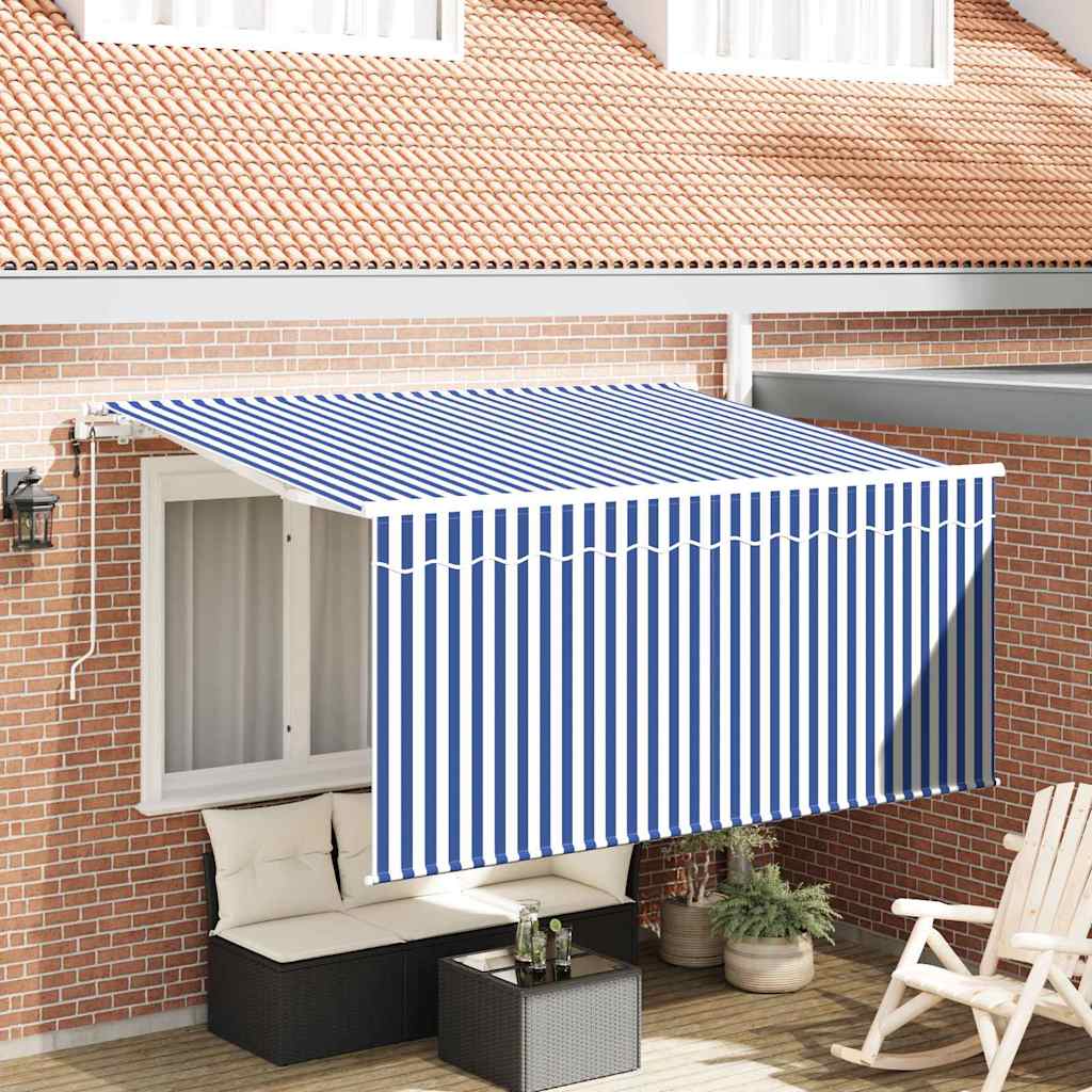 Einziehbare Markise Blau und Weiß 300 x 200 cm