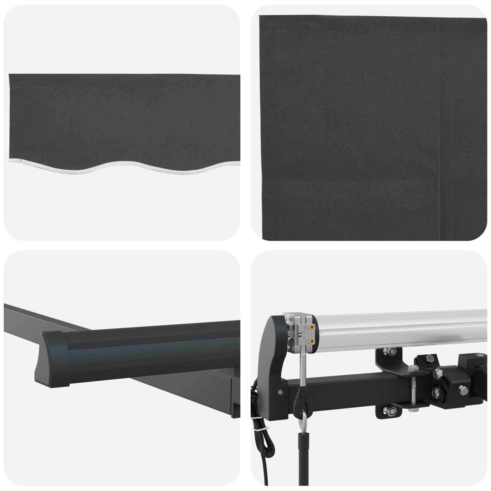 Einziehbare Markise Gestreift Anthrazit 300 x 200 cm Stoff
