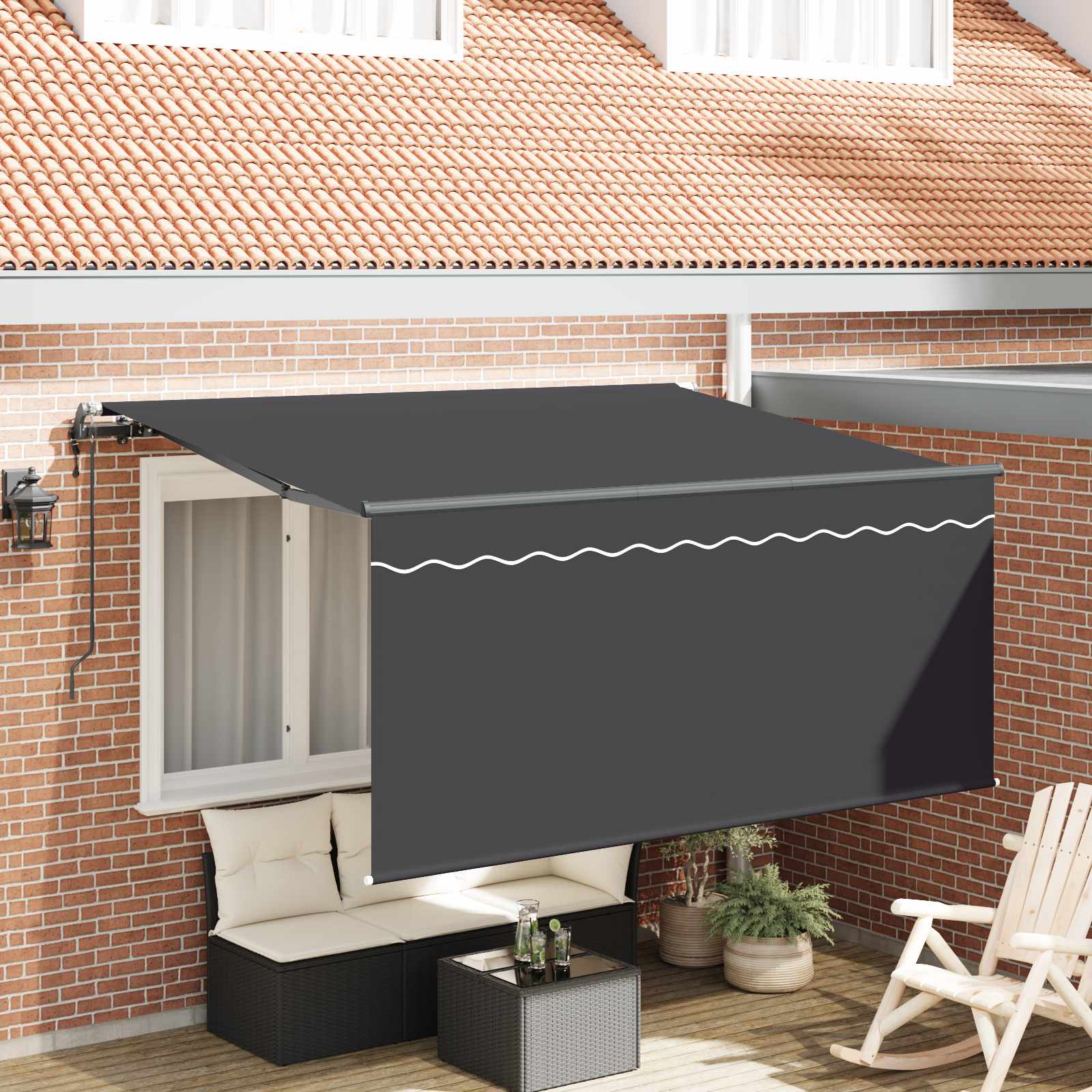 Einziehbare Markise Gestreift Anthrazit 300 x 200 cm Stoff