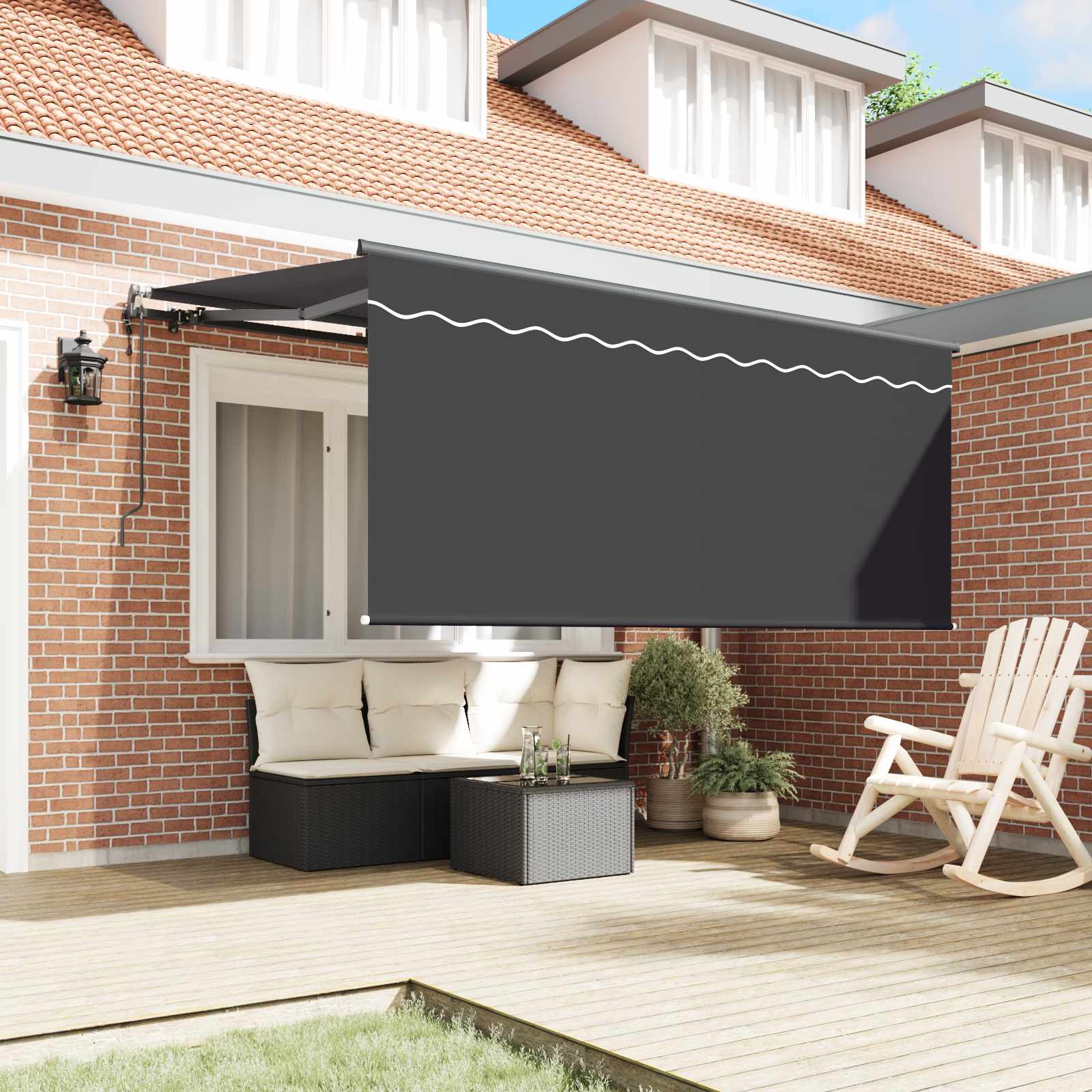 Einziehbare Markise Gestreift Anthrazit 300 x 200 cm Stoff