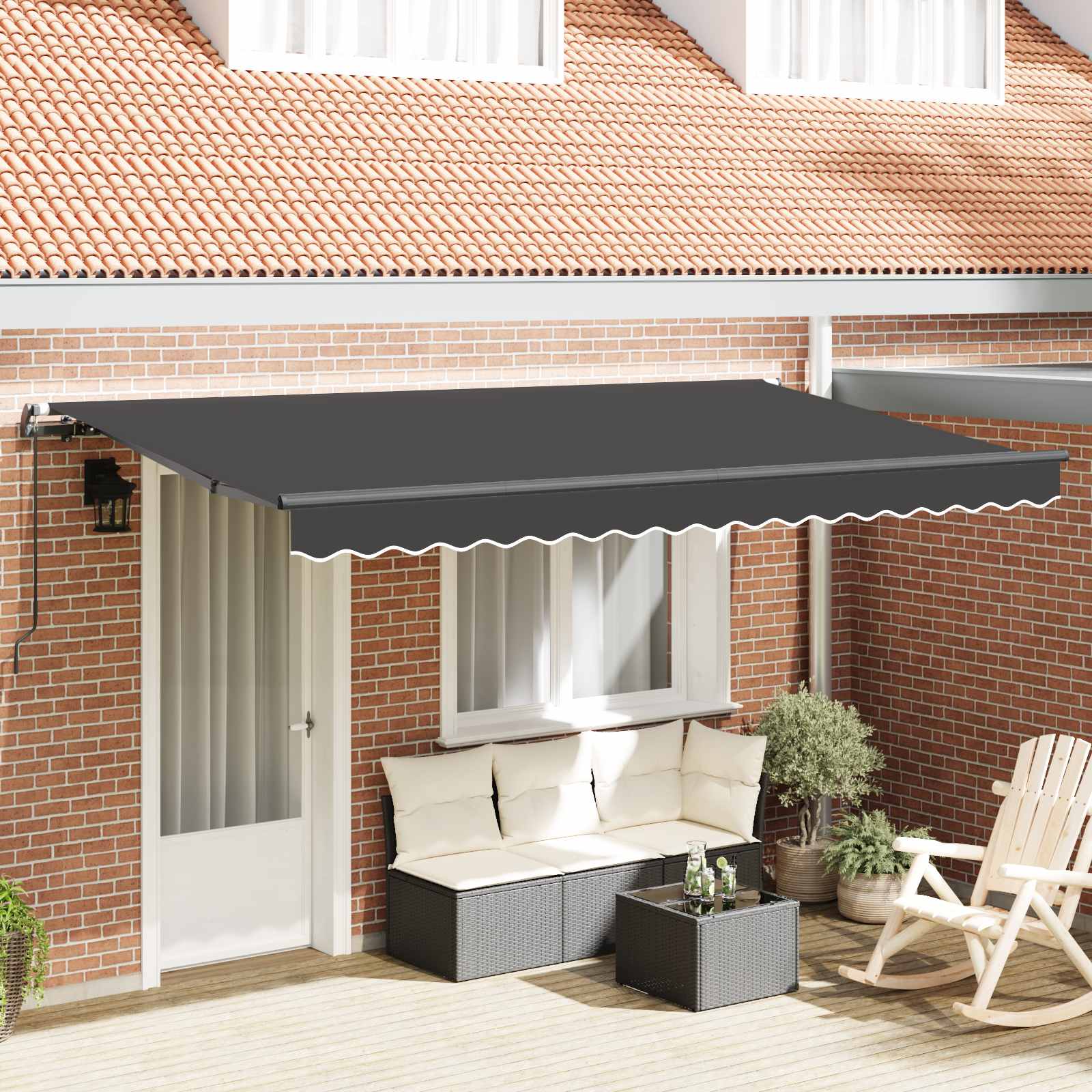 Einziehbare Markise Anthrazit 350 x 200 cm Stoff