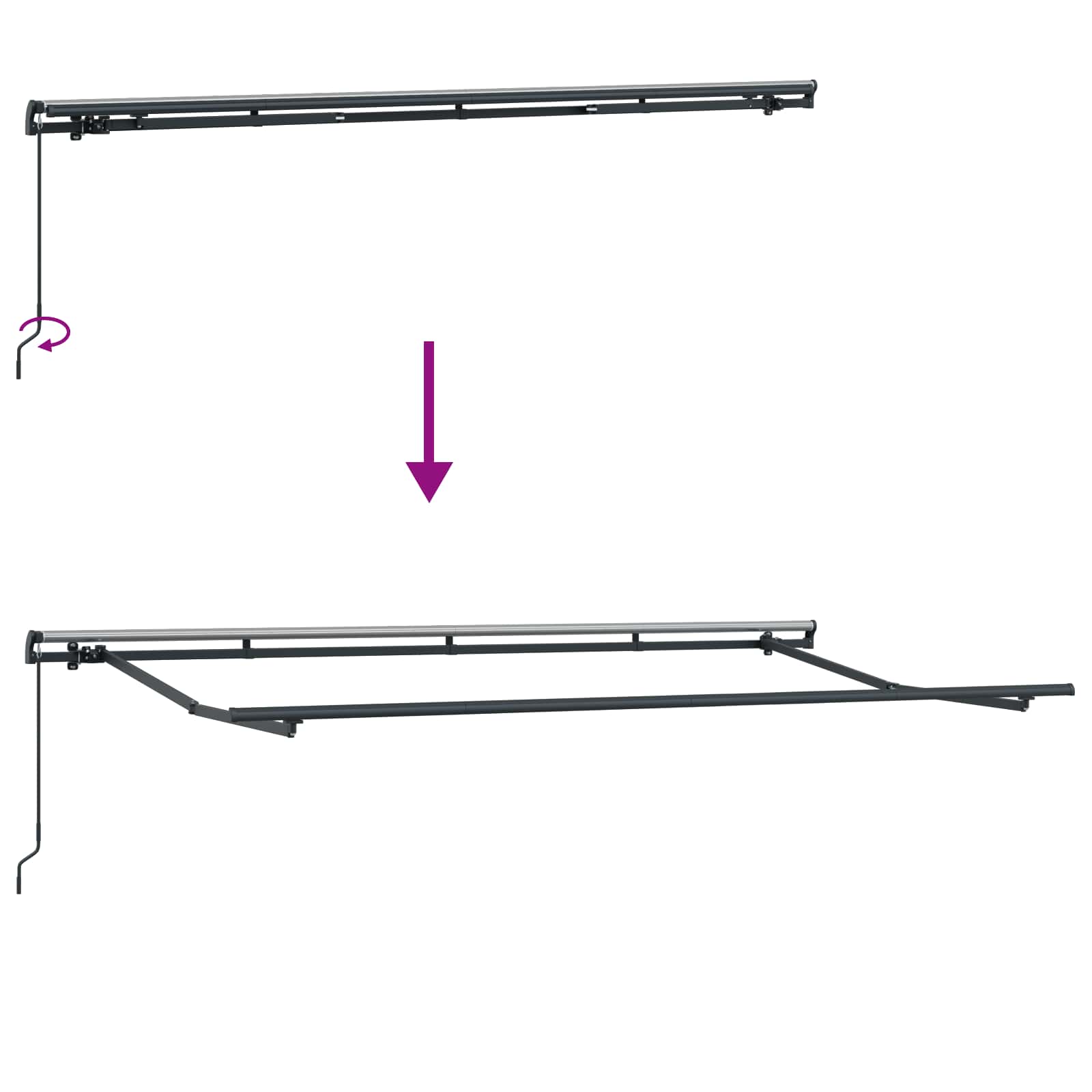 Einziehbare Markise Anthrazit 350 x 200 cm Stoff
