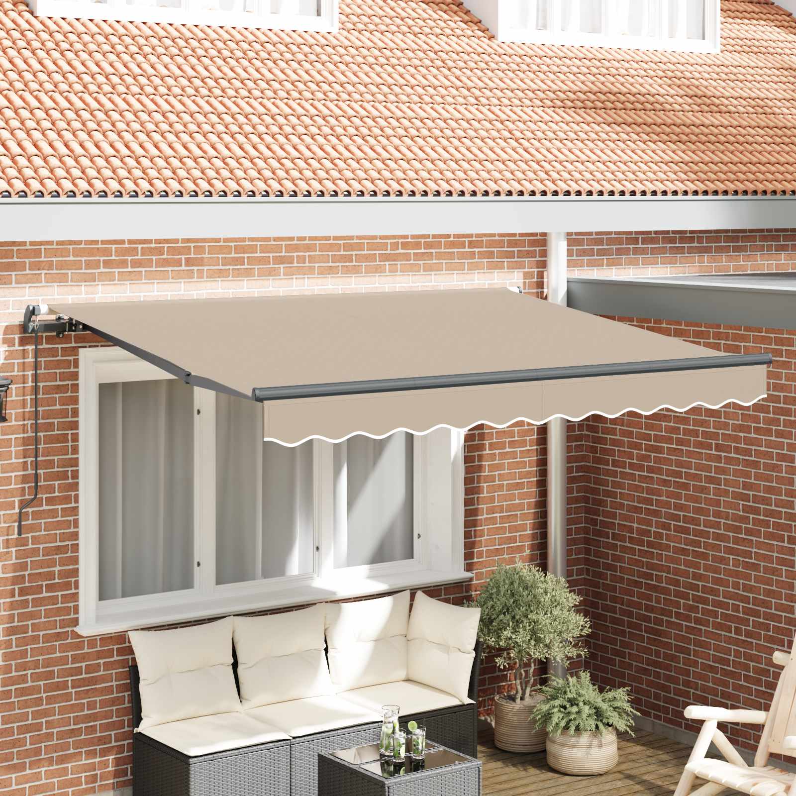 Einziehbare Markise Beige 350 x 200 cm Stoff