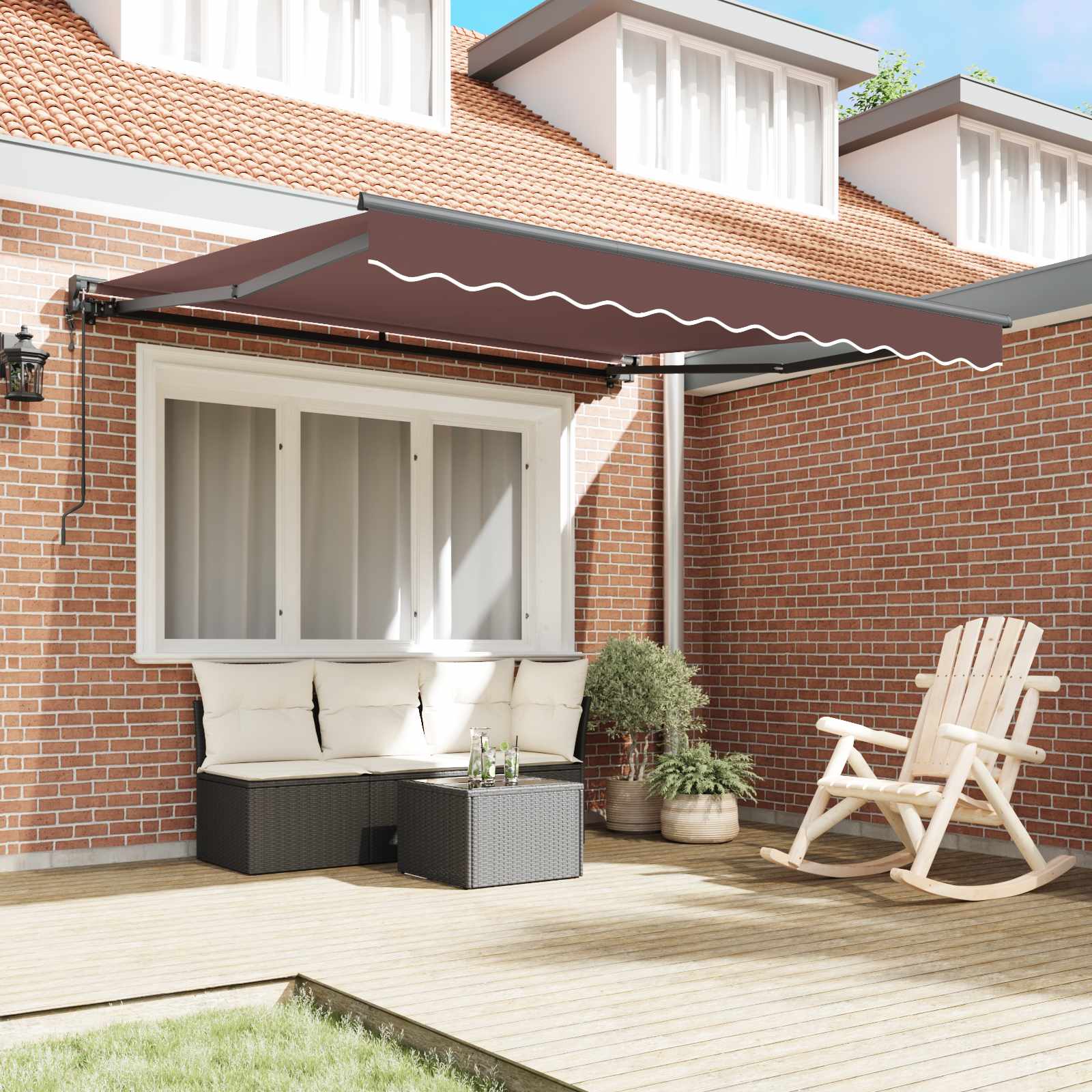Markisenrahmen Braun 300 x 250 cm Polyester mit PU-Beschichtung